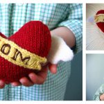 Winged Heart Pillow Softie Free Knitting Pattern