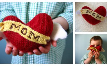 Winged Heart Pillow Softie Free Knitting Pattern