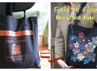 Field of Flowers Recycled Tote Bag Free Knitting Pattern