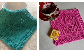 Margaret Tulip Dishcloth Block Free Knitting Pattern