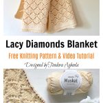 Lacy Diamonds Baby Blanket Free Knitting Pattern and Video Tutorial