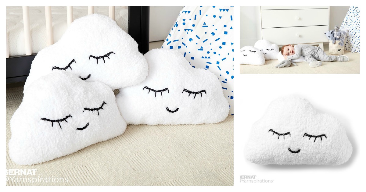 Sleepy Cloud Emoji Pillow Free Knitting Pattern