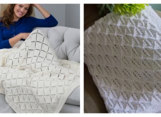 Diamond Lace Blanket Free Knitting Pattern