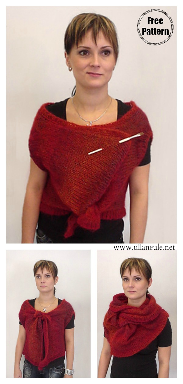 Five-Way Convertible Cable Shrug Free Knitting Pattern