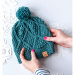 Diamond Cables January Beanie Hat Free Knitting Pattern