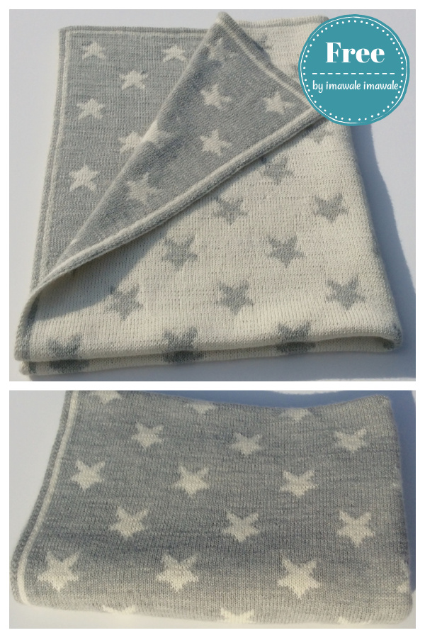 Moon and Stars Baby Blanket Free Knitting Pattern