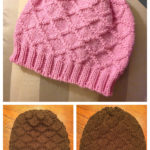 Reversible Diamond Beanie Free Knitting Pattern