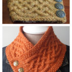Celtic Cable Button Cowl Free Knitting Pattern
