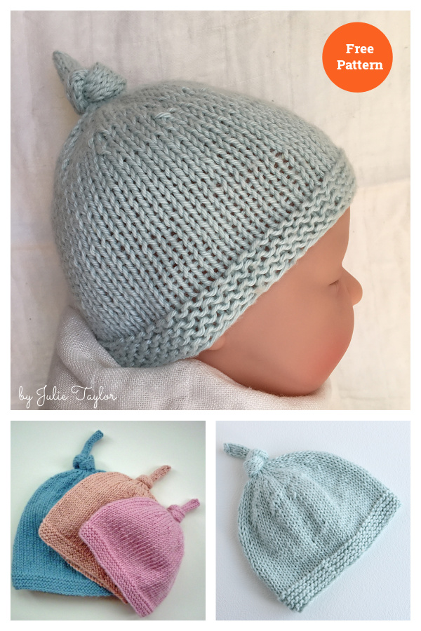 Top Knot Baby Hat Free Knitting Pattern