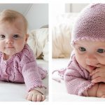 Pink Petals Baby Set Free Knitting Pattern