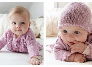 Pink Petals Baby Set Free Knitting Pattern