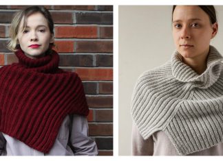 Asymmetrical Ribbed Cowl Free Knitting Pattern