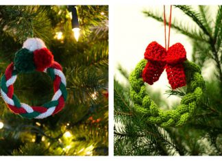 Cute Little Christmas Tree Wreath Free Knitting Pattern