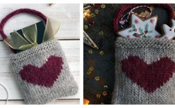 Heart Gift Bag Free Knitting Pattern