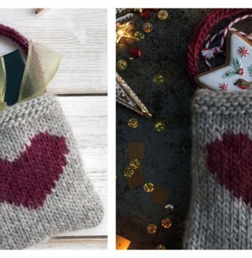 Heart Gift Bag Free Knitting Pattern