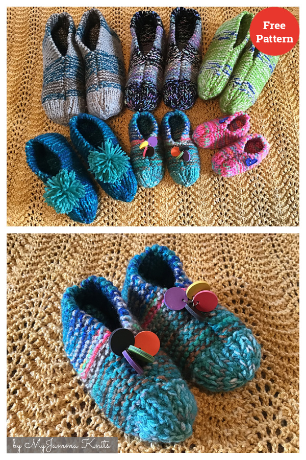 Family Slippers Free Knitting Pattern