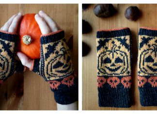Pumpkin Fingerless Mitts Free Knitting Pattern