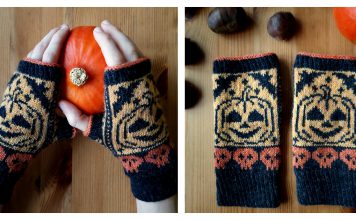 Pumpkin Fingerless Mitts Free Knitting Pattern