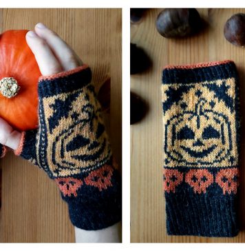 Pumpkin Fingerless Mitts Free Knitting Pattern