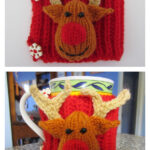 Reindeer Christmas Cup Cosy Free Knitting Pattern