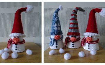 Christmas Cone Snowman Free Knitting Pattern
