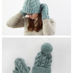 Classic Cabled Hat and Mittens Free Knitting Pattern