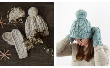 Classic Cabled Hat and Mittens Free Knitting Pattern