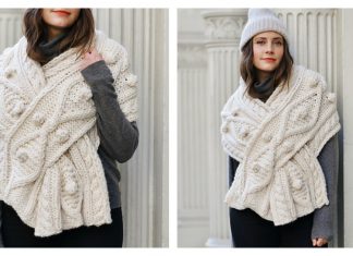 Cable Keyhole Wrap Free Knitting Pattern