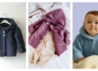 Garter Stitch Hooded Baby Jacket Free Knitting Pattern and Paid