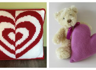 Heart Pillow Free Knitting Pattern