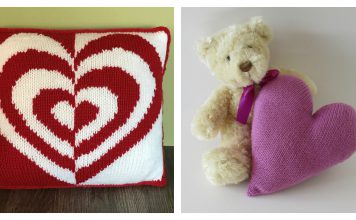 Heart Pillow Free Knitting Pattern