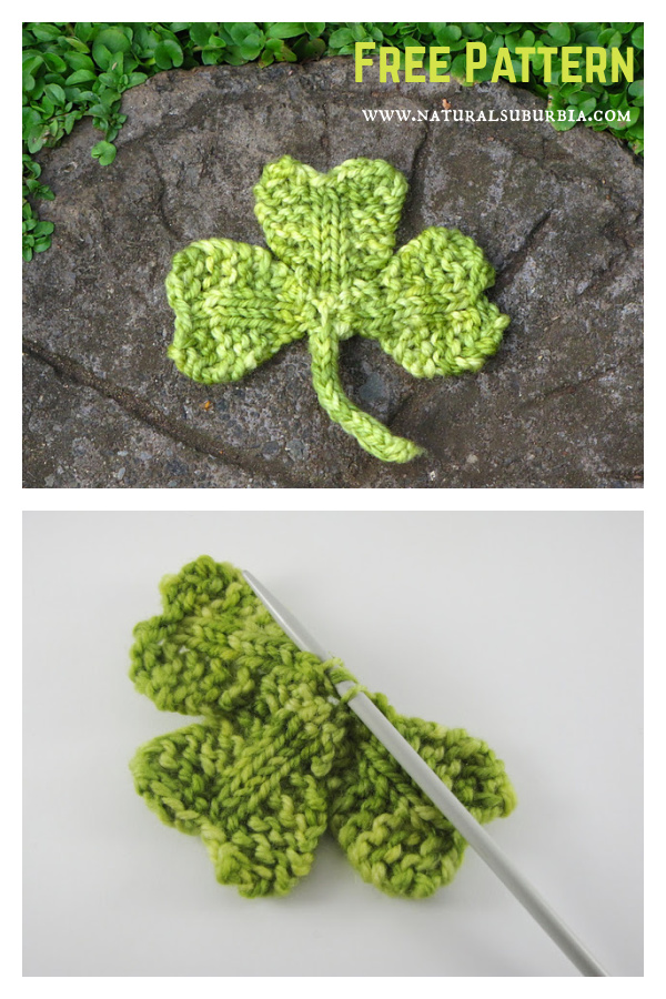 Lucky Shamrock Leaf Free Knitting Pattern