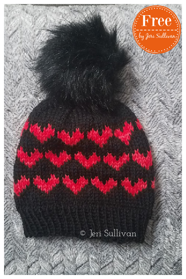 Love & Hearts Hat Knitting Pattern