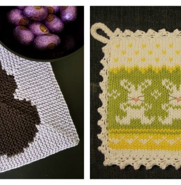 Bunny Potholder Free Knitting Pattern