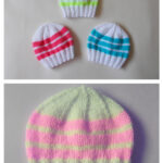Easy Bright Stripes Newborn Baby Hat Free Knitting Pattern