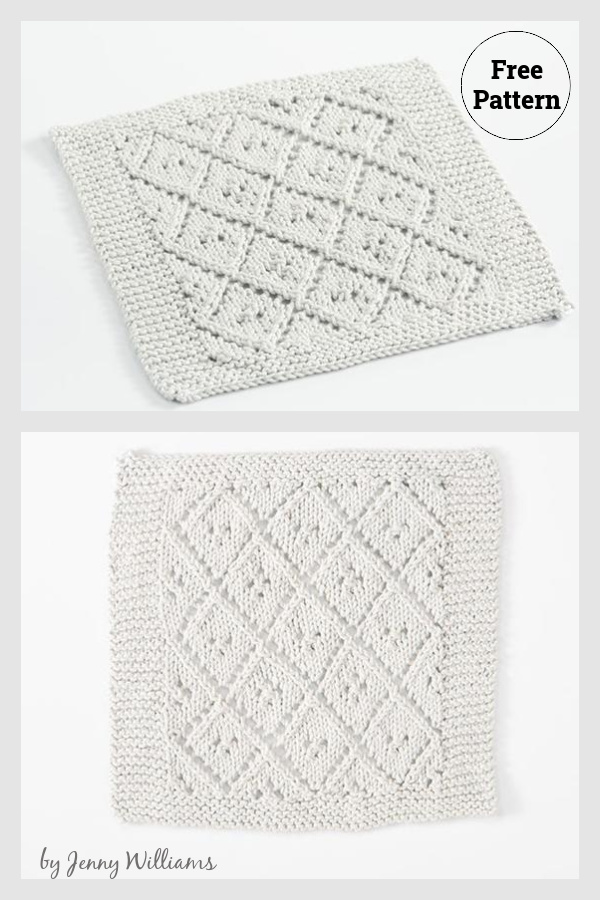 Bright Lace Diamond Dishcloth Free Knitting Pattern