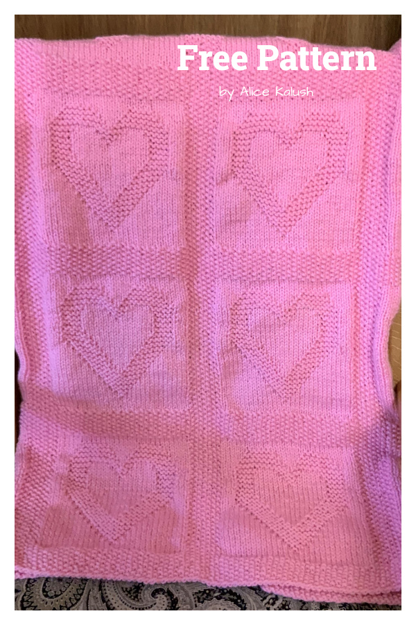 Heart Motif Blanket Free Knitting Pattern