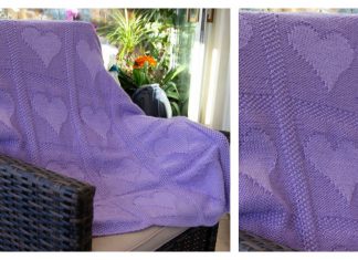 Heart Motif Blanket Free Knitting Pattern