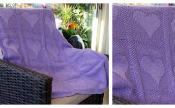 Heart Motif Blanket Free Knitting Pattern