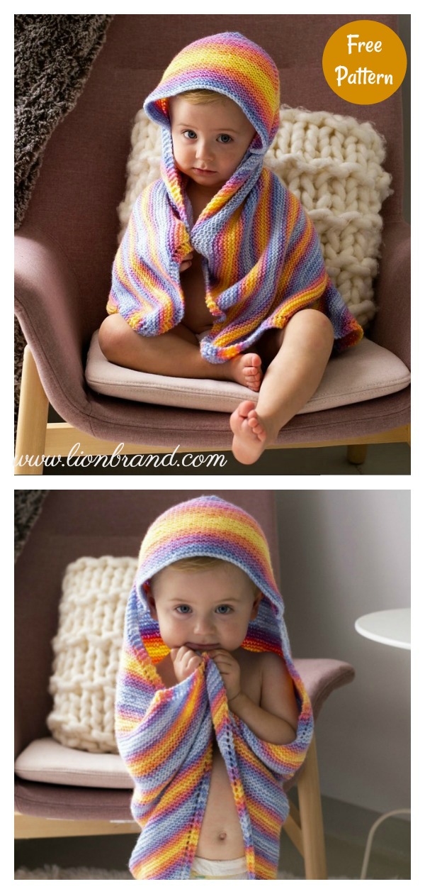 Baby Blanket with Hood and Bunny Free Knitting Pattern