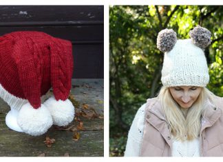 Double Pom Pom Hat Free Knitting Patterns