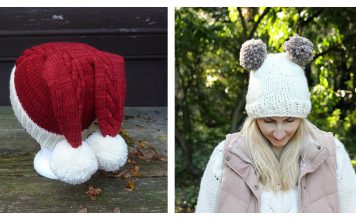 Double Pom Pom Hat Free Knitting Patterns