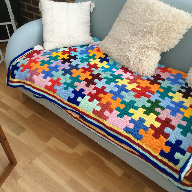 Autism Awareness Jigsaw Puzzle Afghan Free Crochet Pattern