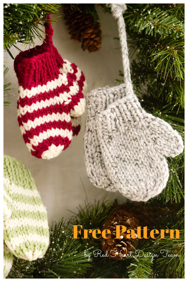 Christmas Mini Mitten Ornament Free Knitting Pattern