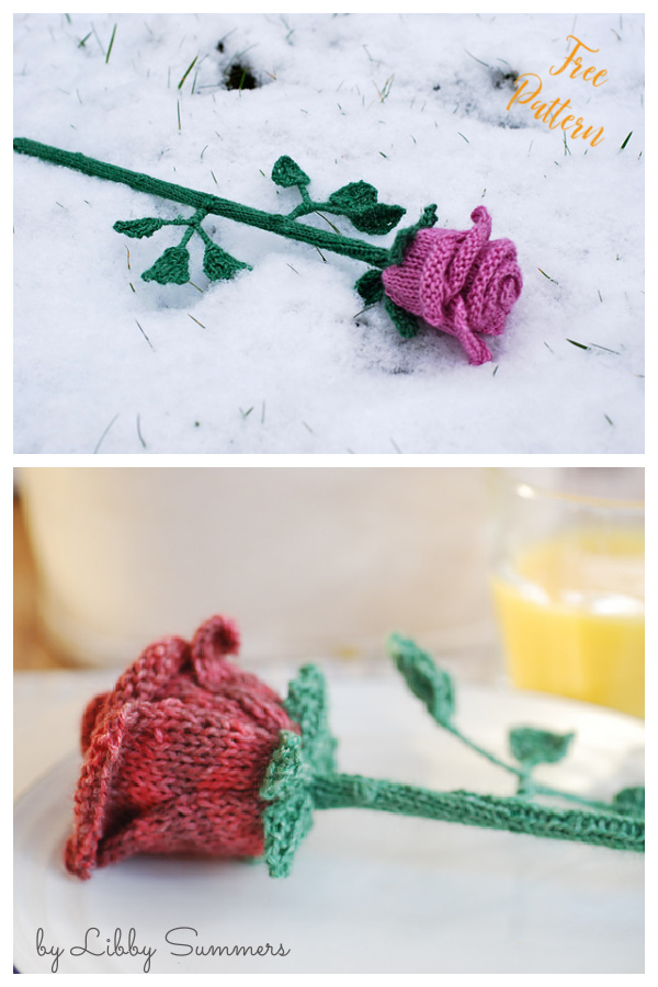 Festive Rose Free Knitting Pattern