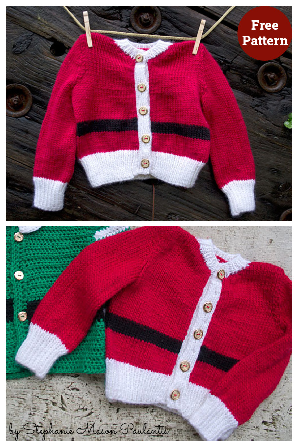 Santa baby Onesie with Hood Free Knitting Pattern