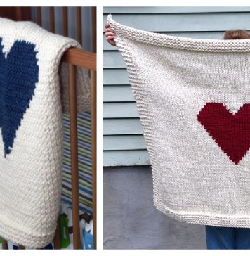 Heart Blanket Free Knitting Pattern