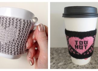 Valentine’s Day Cup Cozy Free Knitting Patterns