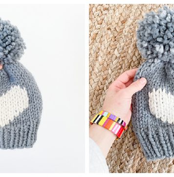 Big Heart Hat Free Knitting Pattern