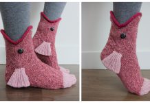 3D Fish Socks Knitting Pattern